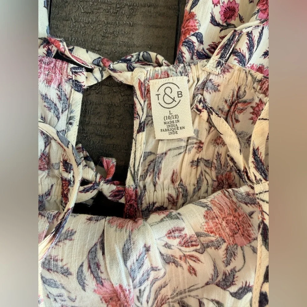 Treasure & Bond Youth Floral Wide Leg Romper Girls 10/12 NWT Cotton Blend - Picture 4 of 9